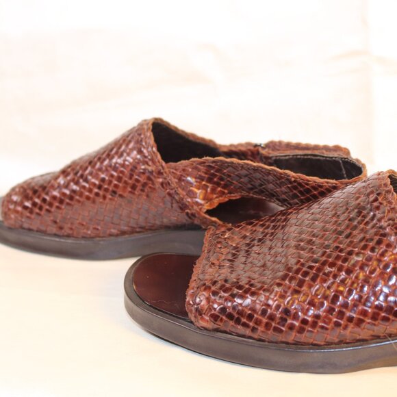 Brassboot Italy Men’s Brown Woven Leather Sandals Made in Italy Vibram Sole main image 5